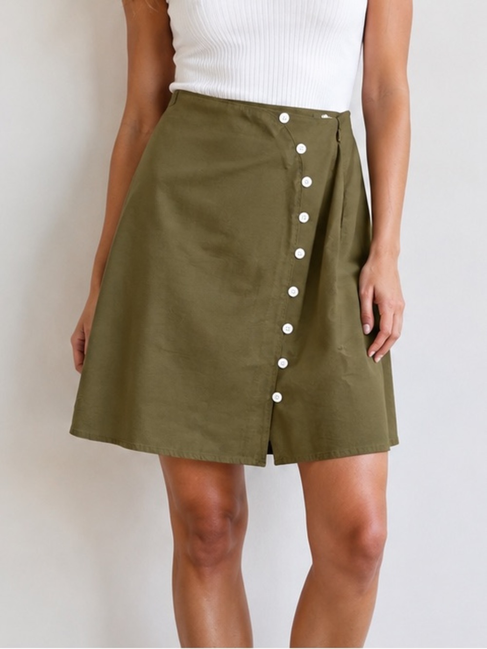 LOFT Button-Front A-Line Skirt